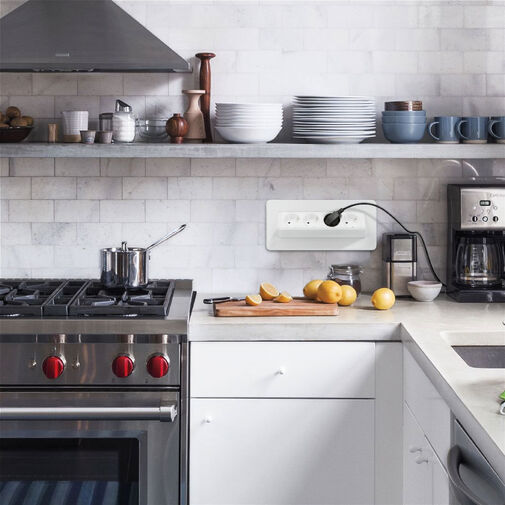 20446WH • Skrytá zásuvka – 4-násobná – Výklopné prevedenie – biela