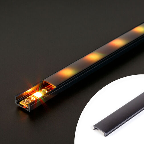 41010M1-BK • LED hliníkový profilový kryt – čierny – 1000 mm (pre 41010/41011)