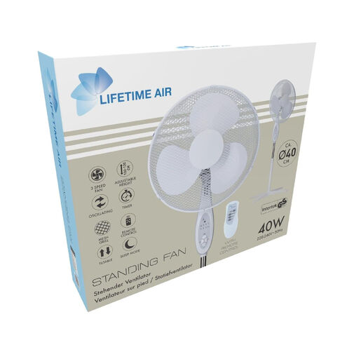 51101 • Stojanový ventilátor - 40 cm - 45 W - 3 rýchlosti - oscilačný - biely - 220 – 240 V AC
