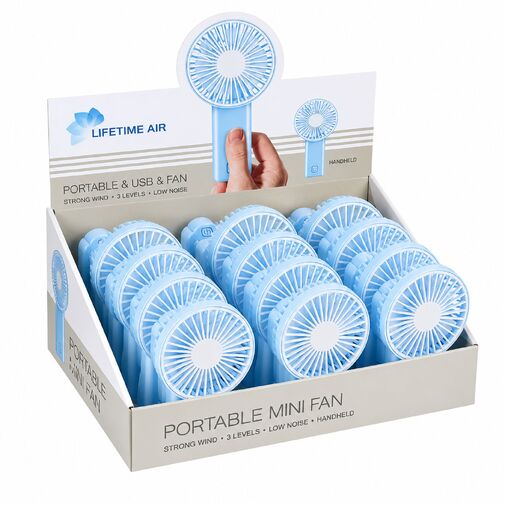 51106 • Ručný ventilátor - skladací - 2 x AA - 16 x 8,3 x 4,3 cm - modro-biely