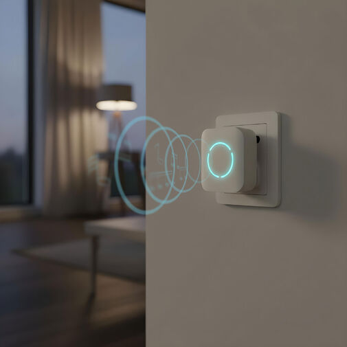 55331WH • Digitálny bezbatériový a bezdrôtový zvonček – Kinetický – biely – modrá LED