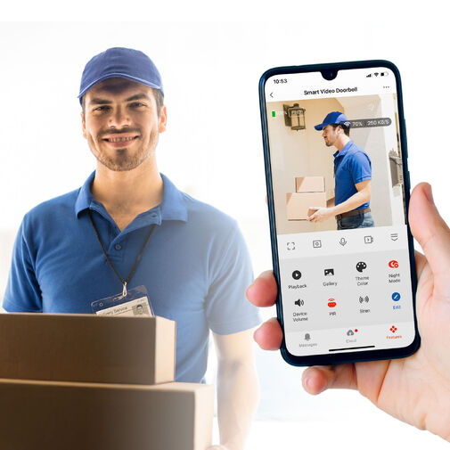 55386BK • Sada smart Wi-Fi videovrátnika - s akumulátorom - MicroSD, FHD, PIR - čierna