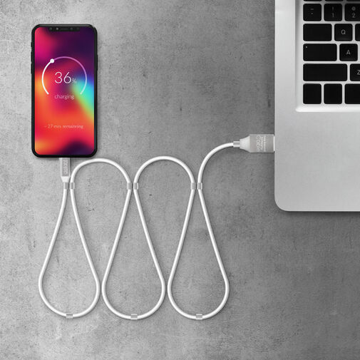 55446M-WH • Magnetický dátový kábel - MicroUSB - 2A - biely