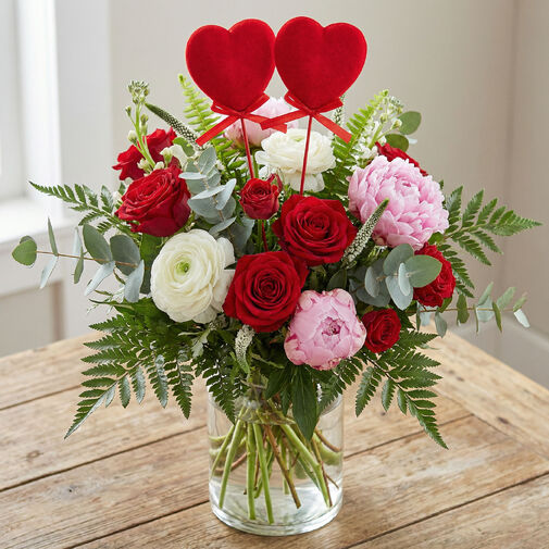 56098 • Sada zapichovacích sŕdc - červený plyš, penová guma - 28 cm - 2 ks / balenie