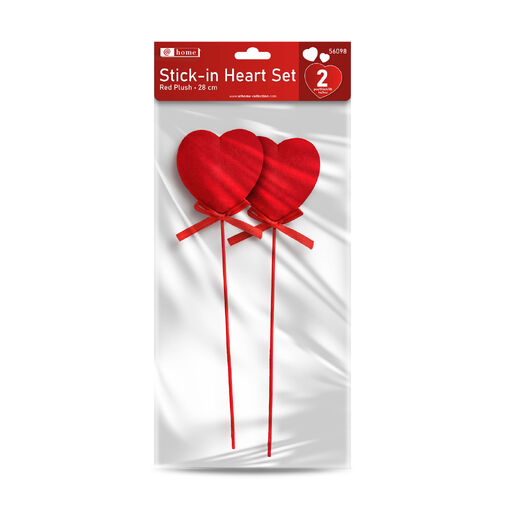 56098 • Sada zapichovacích sŕdc - červený plyš, penová guma - 28 cm - 2 ks / balenie