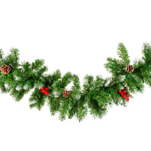 56453 • Smreková girlanda - zelená, zasnežená - 200 cm - PVC