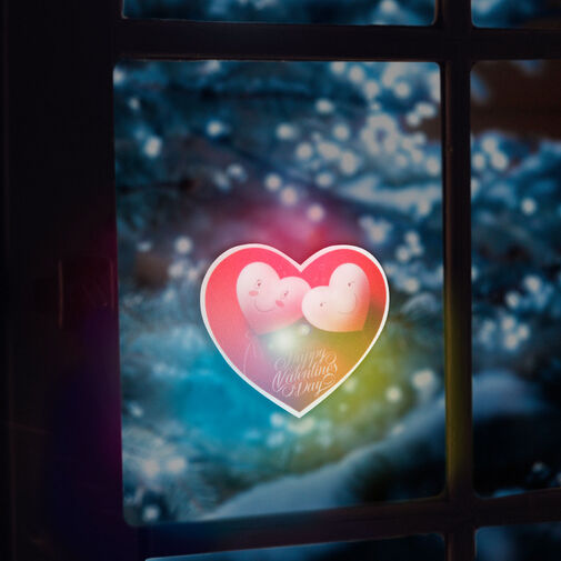 56513C • Valentínska RGB LED dekorácia - samolepiaca - srdce