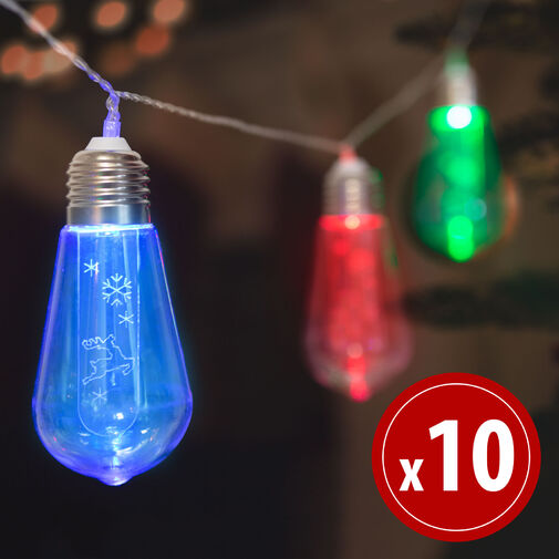 56531 • LED sveteľná reťaz - žiarovky - 10 LED - 1,9 metrov - farebná - 2 x AA