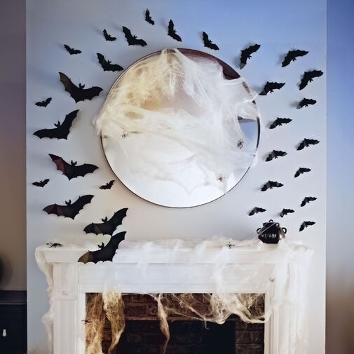 56587B • Halloweenska dekorácia - netopier sada - samolepiaca - čierna - 30 ks / balenie