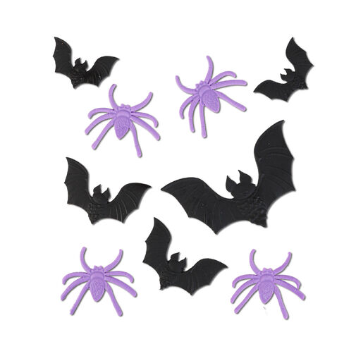 56615B • Halloweenová 3D gélová okenná dekorácia - netopier, pavúk - 30 x 30 cm - 9 ks / balenie