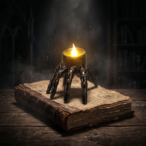 56616 • Halloweenová LED sviečka - kostlivá ruka - na batérie - 9 x 7,5 x 7,5 cm