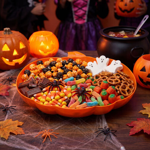 56634 • Halloweenová servírovacia miska - tekvica - oranžová - plast - 30 x 27 cm