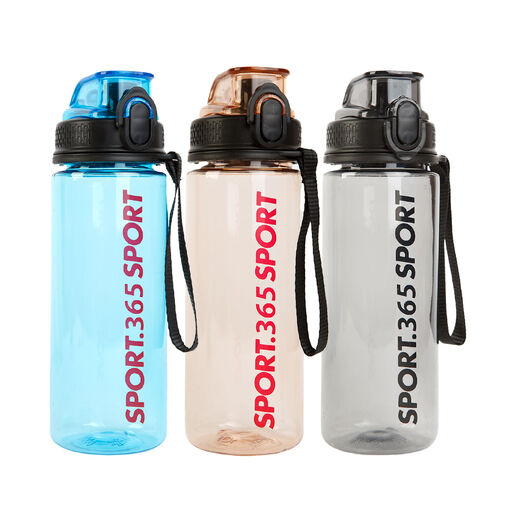 57211 • Športová fľaša - plastová, priehľadná - 600 ml - 3 farby