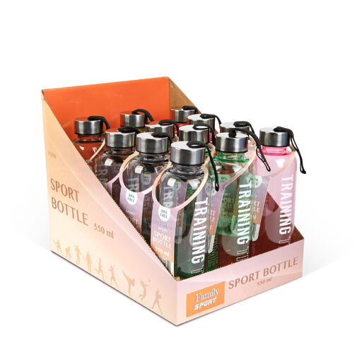 57216 • Športová fľaša - plastová, priehľadná - 550 ml - v 3 farbách