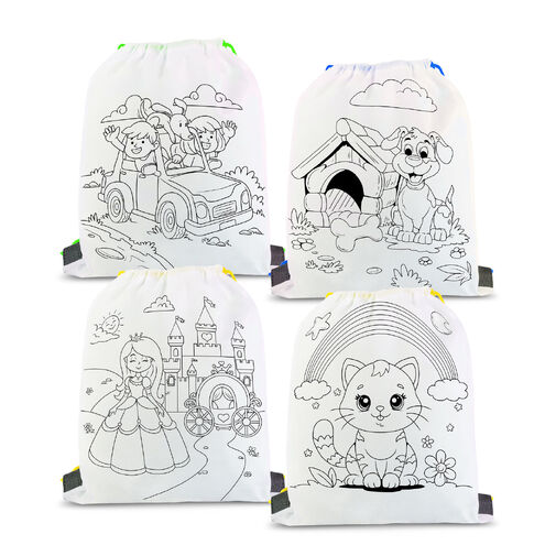 57317D •  Vyfarbovateľný vak na prezúvky – so 4 fixkami – 33 x 27 cm – 4 druhy