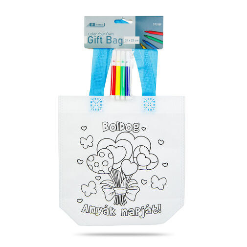 57318F • Darčeková taška na vyfarbenie – so 4 fixkami – 24 x 22 cm – 2 druhy