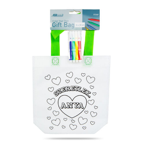 57318F • Darčeková taška na vyfarbenie – so 4 fixkami – 24 x 22 cm – 2 druhy