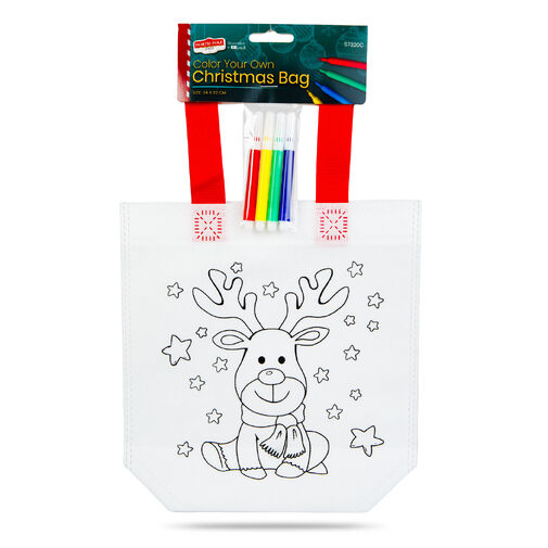 57320C • Taška na vymaľovanie – vianočná – so 4 fixkami – 24 x 22 cm – 6 druhov