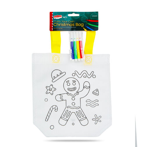 57320C • Taška na vymaľovanie – vianočná – so 4 fixkami – 24 x 22 cm – 6 druhov