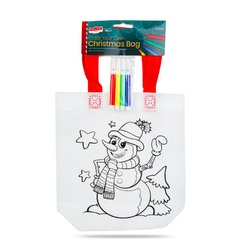 57320C • Taška na vymaľovanie – vianočná – so 4 fixkami – 24 x 22 cm – 6 druhov