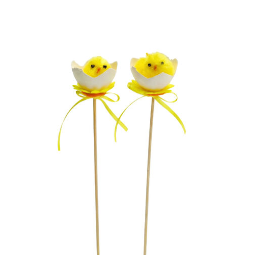 57925 • Veľkonočná dekorácia - zapichovacie vajíčko s kuriatkom - 27 x Ø4,5 cm - 2 ks / balenie