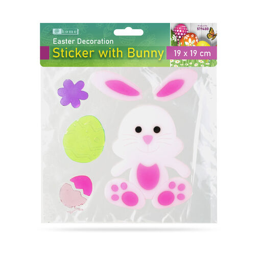 57948B • Veľkonočná dekorácia - nálepka - s zajačikom - 19 x 19 cm