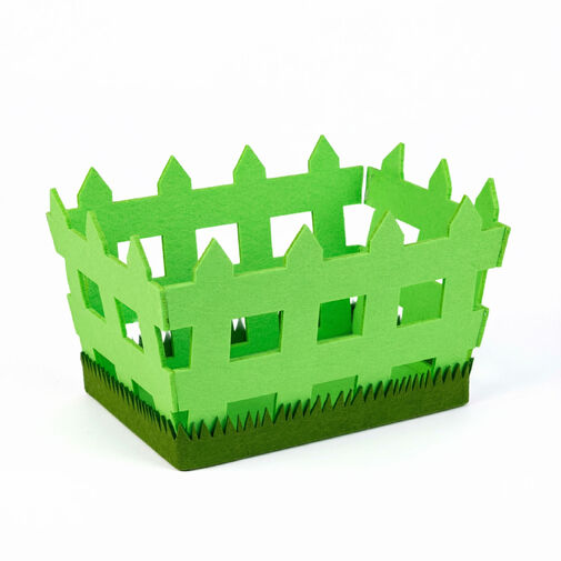 57962 • Veľkonočná dekorácia - filcový košík - v tvare plota - 19,5 x 13,2 x 11,7 cm