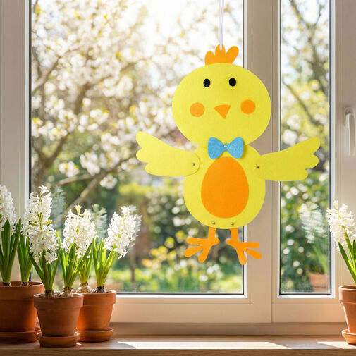 57964A • Veľkonočná závesná dekorácia - kuriatko, filc