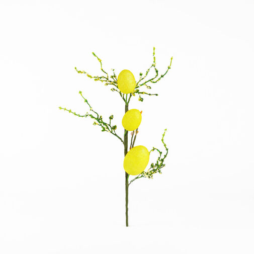 57965A • Veľkonočná vetvička s vajíčkami – trblietavá – žltá – 40 x 16 cm