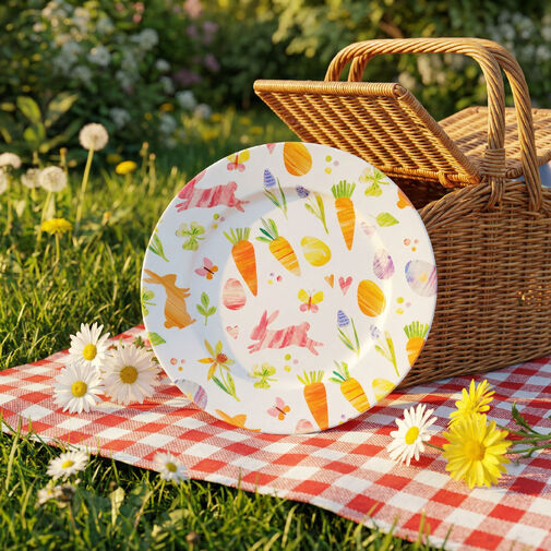 57969B • Veľkonočný tanier – kov – s mrkvou – 33 cm