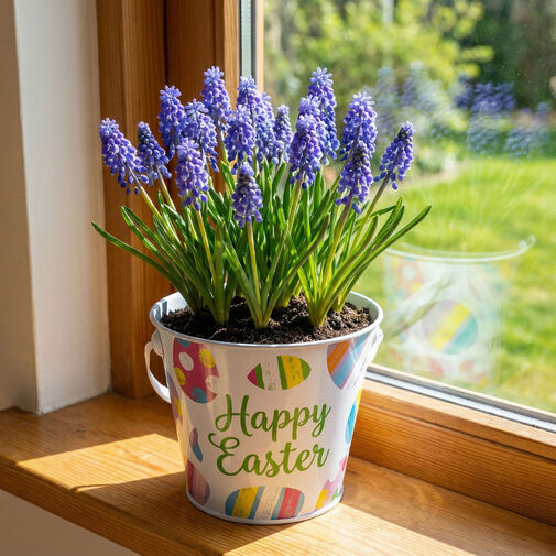 57973 • Veľkonočné vedro s motívom - kov - s pútkom na prenášanie - Ø11,7 x 10 cm