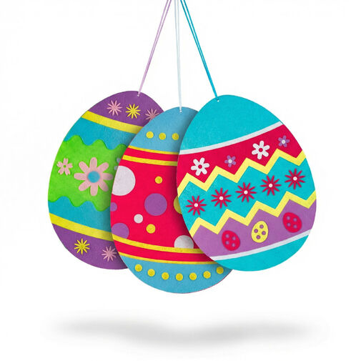57980 • Veľkonočná filcová závesná dekorácia - vajíčko - 38 cm x 28 cm - 3 druhy