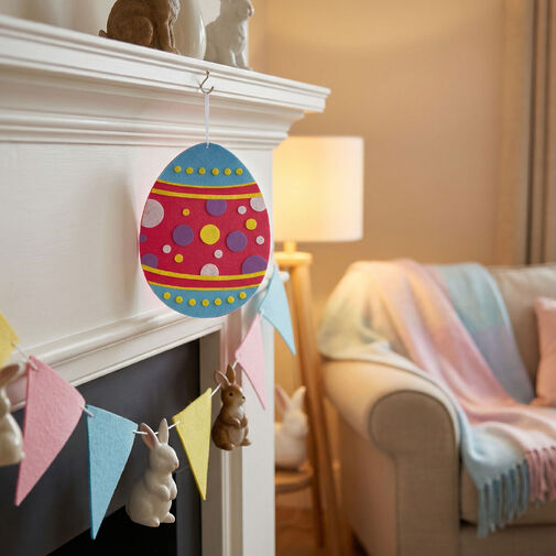 57980 • Veľkonočná filcová závesná dekorácia - vajíčko - 38 cm x 28 cm - 3 druhy