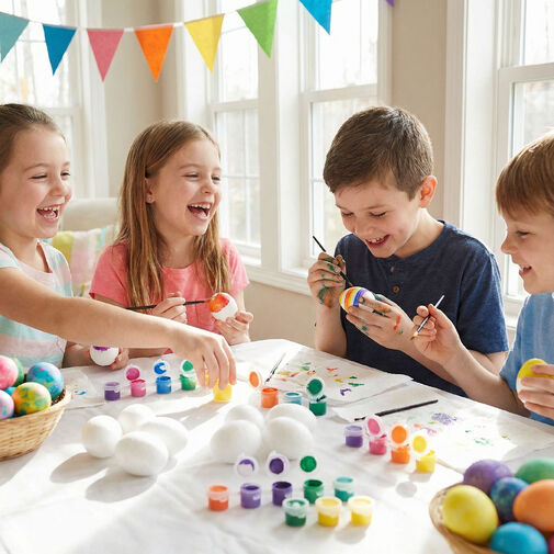 57995 • Veľkonočná dekorácia - sada na maľovanie veľkonočných penových vajíčok - 6 cm - 6 ks vajíčok