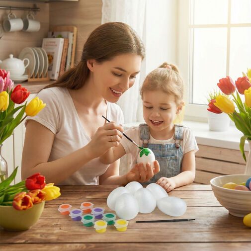 57995 • Veľkonočná dekorácia - sada na maľovanie veľkonočných penových vajíčok - 6 cm - 6 ks vajíčok