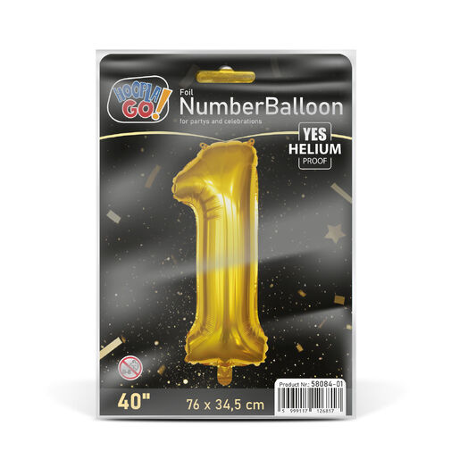 58084-01 • Narodeninový fóliový balón číslo 1 - zlatý - 40