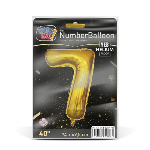 58084-07 • Narodeninový fóliový balón číslo 7 - zlatý - 40