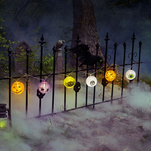 58155 • Halloweenska sveteľná reťaz z lampiónov - 7,5 x 150 cm - 2 x AA  batérie