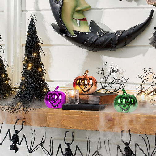 58180 • Halloweenska tekvicová dekorácia - lesklá - 6 cm - 3 farby / balenie