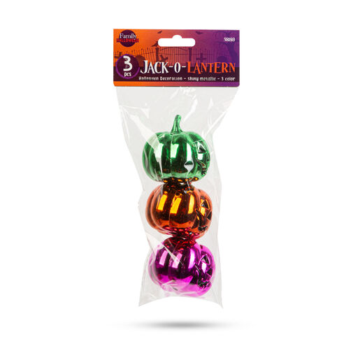 58180 • Halloweenska tekvicová dekorácia - lesklá - 6 cm - 3 farby / balenie