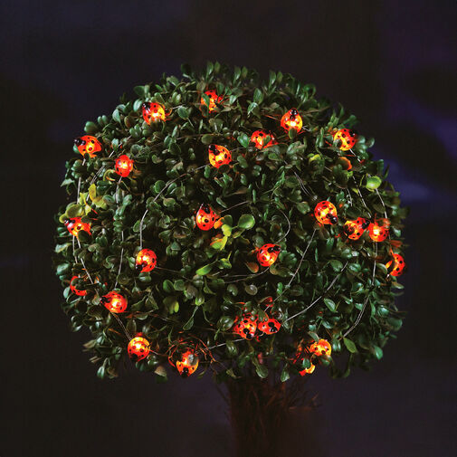 58220B • Solárna LED sveteľná reťaz - lienka - 2,4 m - 25 LED - teplá biela 