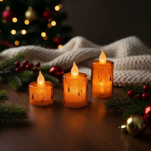 58260B • Sada LED sviečok – teplá biela – plast – 3 ks / sada