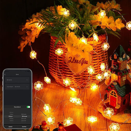 58381A • Smart sveteľná reťaz - snehová vločka - USB - 20 ks RGBIC LED - 2 m - bluetooth