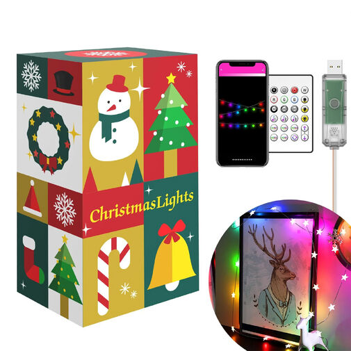 58381B • Smart sveteľná reťaz - hviezda - USB - 20 ks RGBIC LED - 2 m - bluetooth