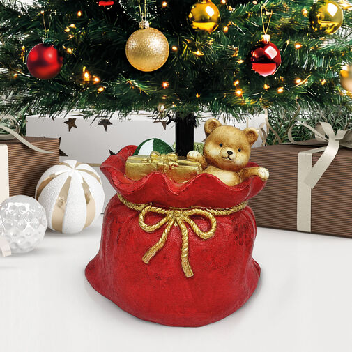 58592 •  Stojan na vianočný stromček – vrece Santa Clausa – umelý kameň – 41,5 x 31 x 42,5 cm