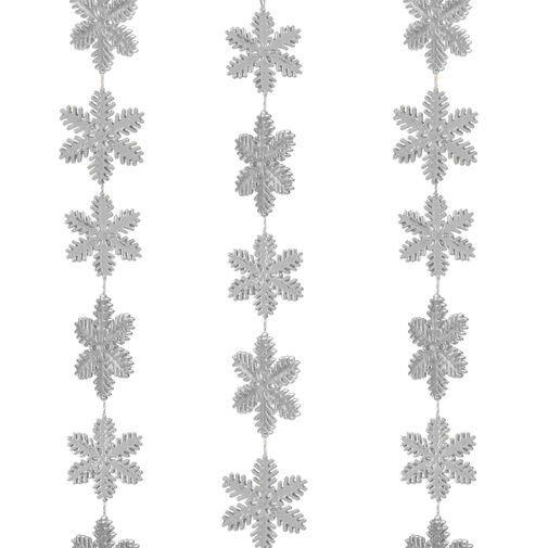 58616C • Vianočná girlanda - snehové vločky - 2,7 m - strieborná