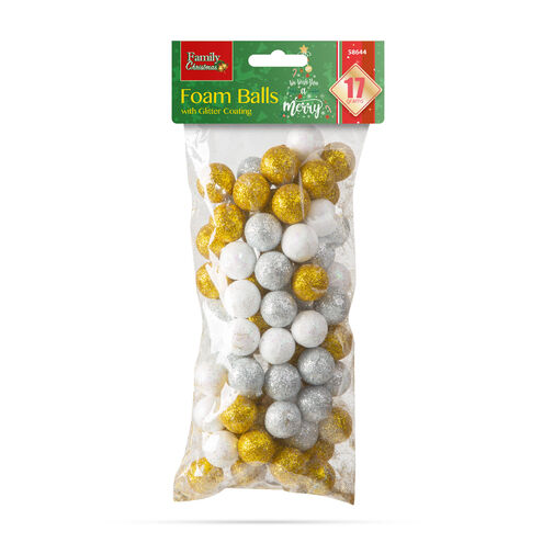 58644 • Vianočná ozdobná guľa - trblietavé, polyfoamové guličky  - 20 mm - 2 druhy - 17 g / balenie