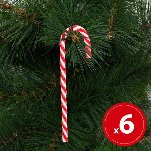 58702A • Vianočné dekoračné lízatko - 15,2 cm - červená / biela - 6 ks / balenie