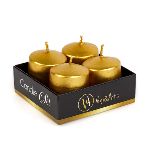 58813B • Sada sviečok - zlaté, bez vône - 4 x 45g 