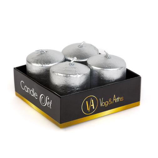 58813C • Sada sviečok - strieborná, bez vône - 4 x 45 g 
